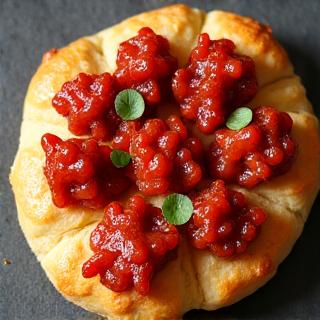Bak kwa topped artisanal focaccia
