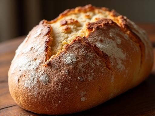 Freshly baked sourdough bread with traditional crust